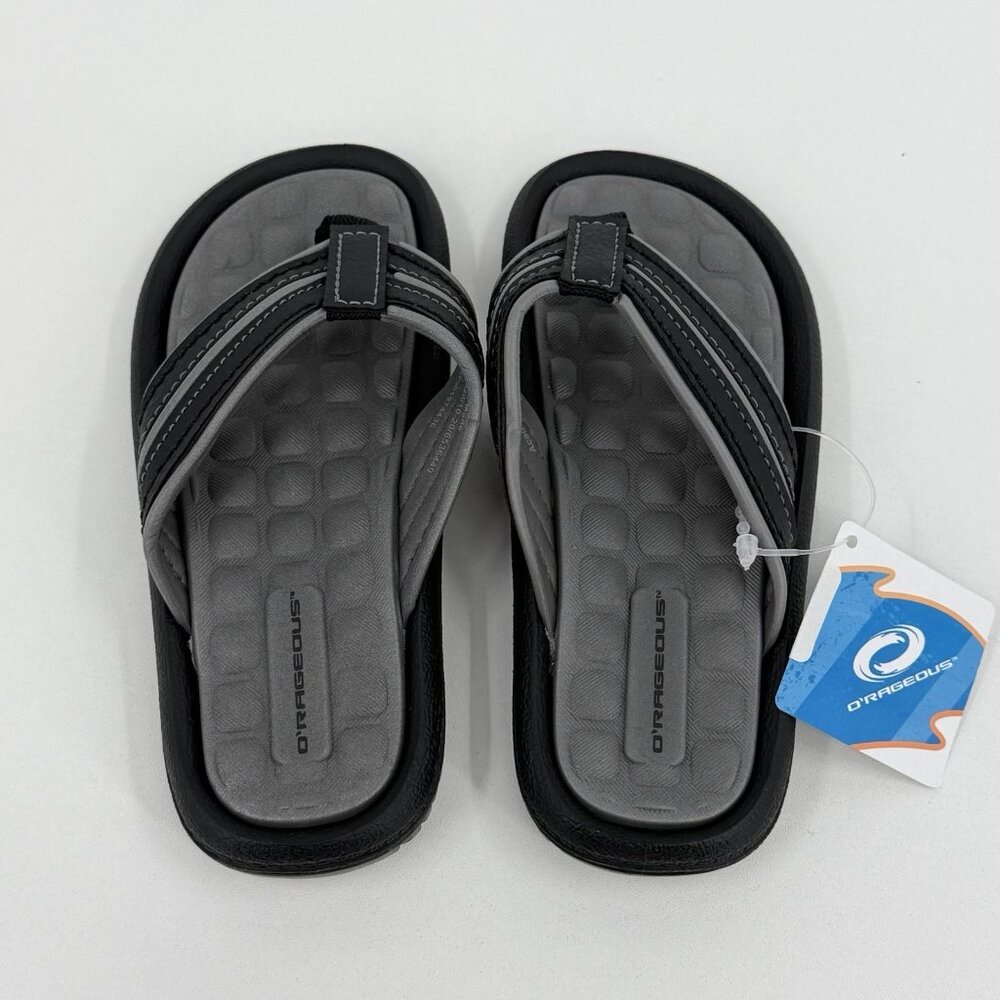 O'Rageous Toddler Boy's Flip Flop Sandals size12 Grey/Black Cushioned